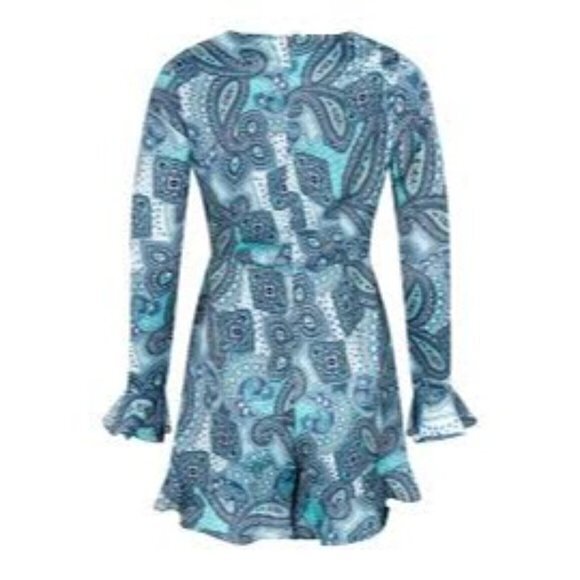 Boho Satin‎ Romper Ruffled Serenity Blue Size S RefI023-2 - Picture 13 of 13